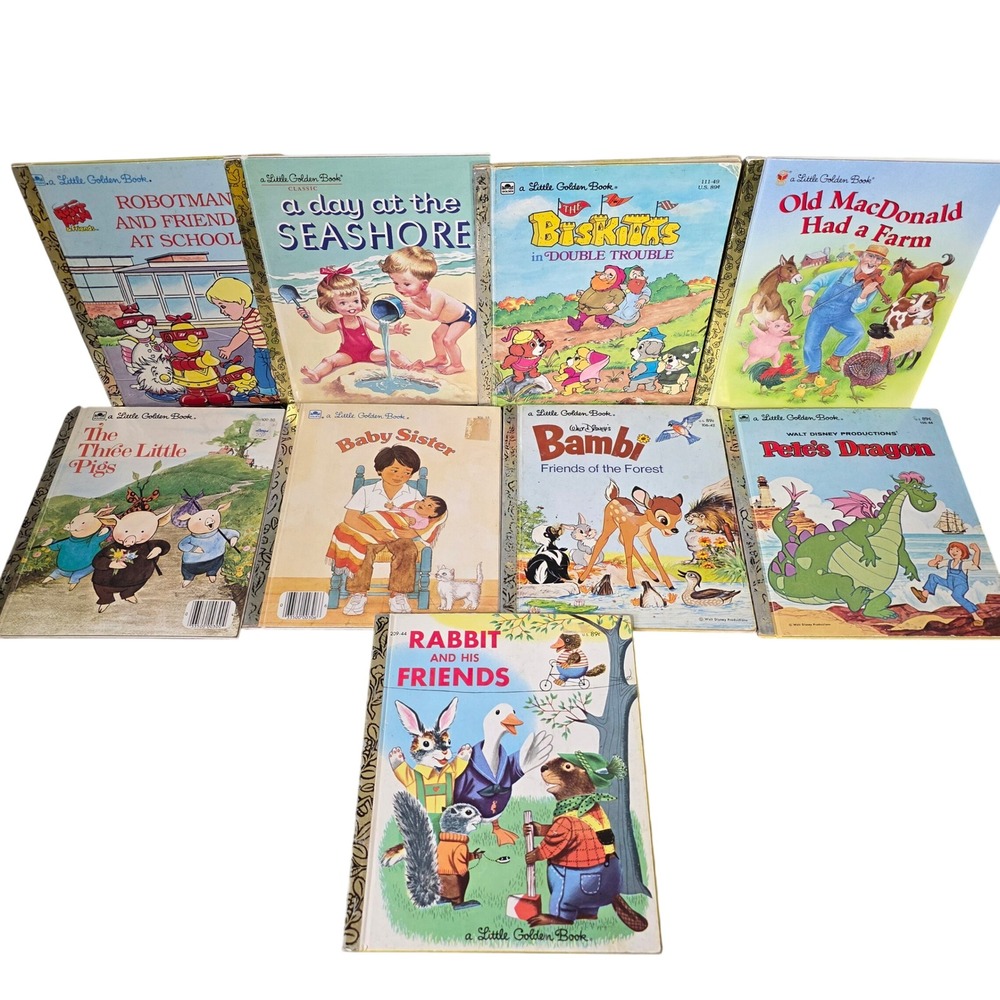 Little Golden Book Vintage Storybook Lot 9pc FAIR Disney Collecible Nostalgia